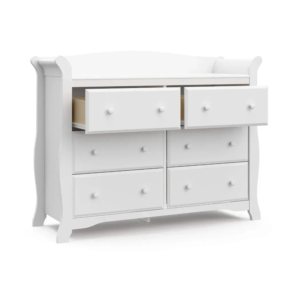 Avalon-Commode double (blanche) 6 MELDouble, commode pour chambre d'enfant, commode de pépinière, poitrine de proximité