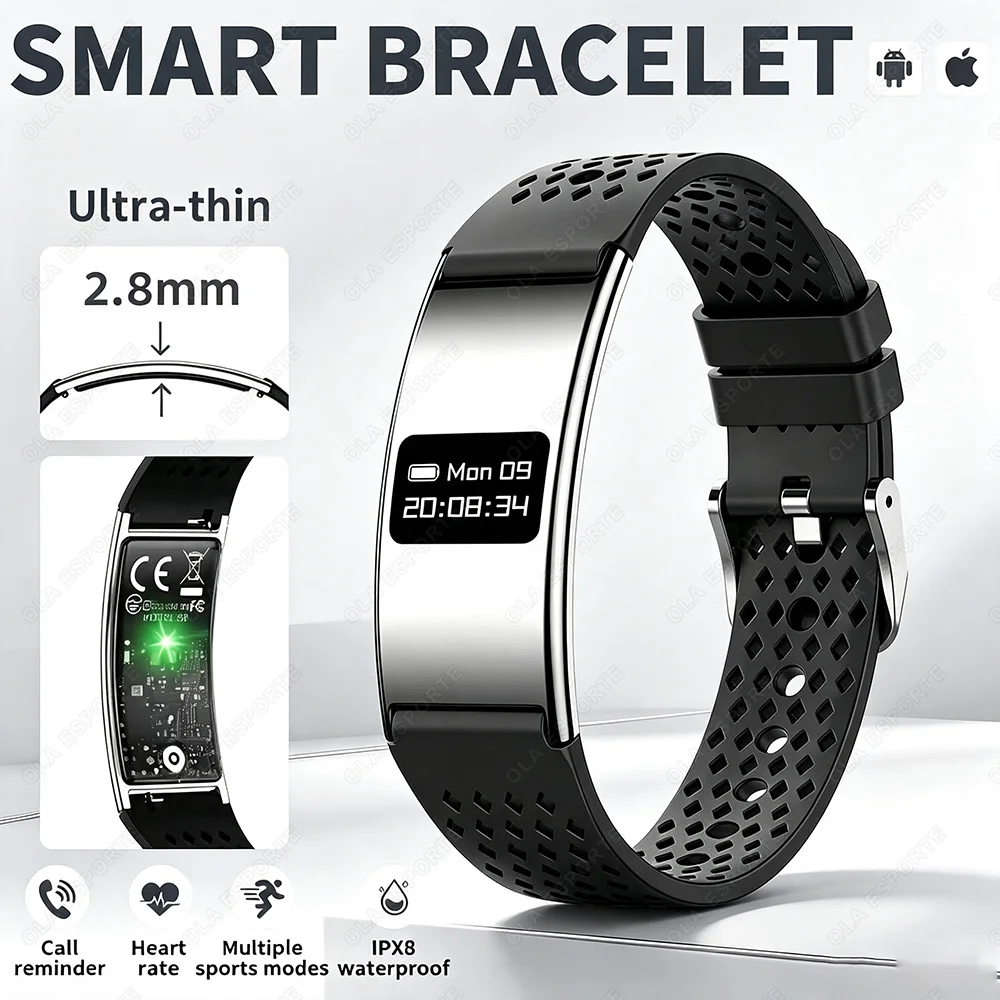 Smart Bracelet Ultra-thin Heart Rate Blood Oxygen Sleep Monitor IPX8 Waterproof Smart Watch Sports Women Men Smart Band HT30