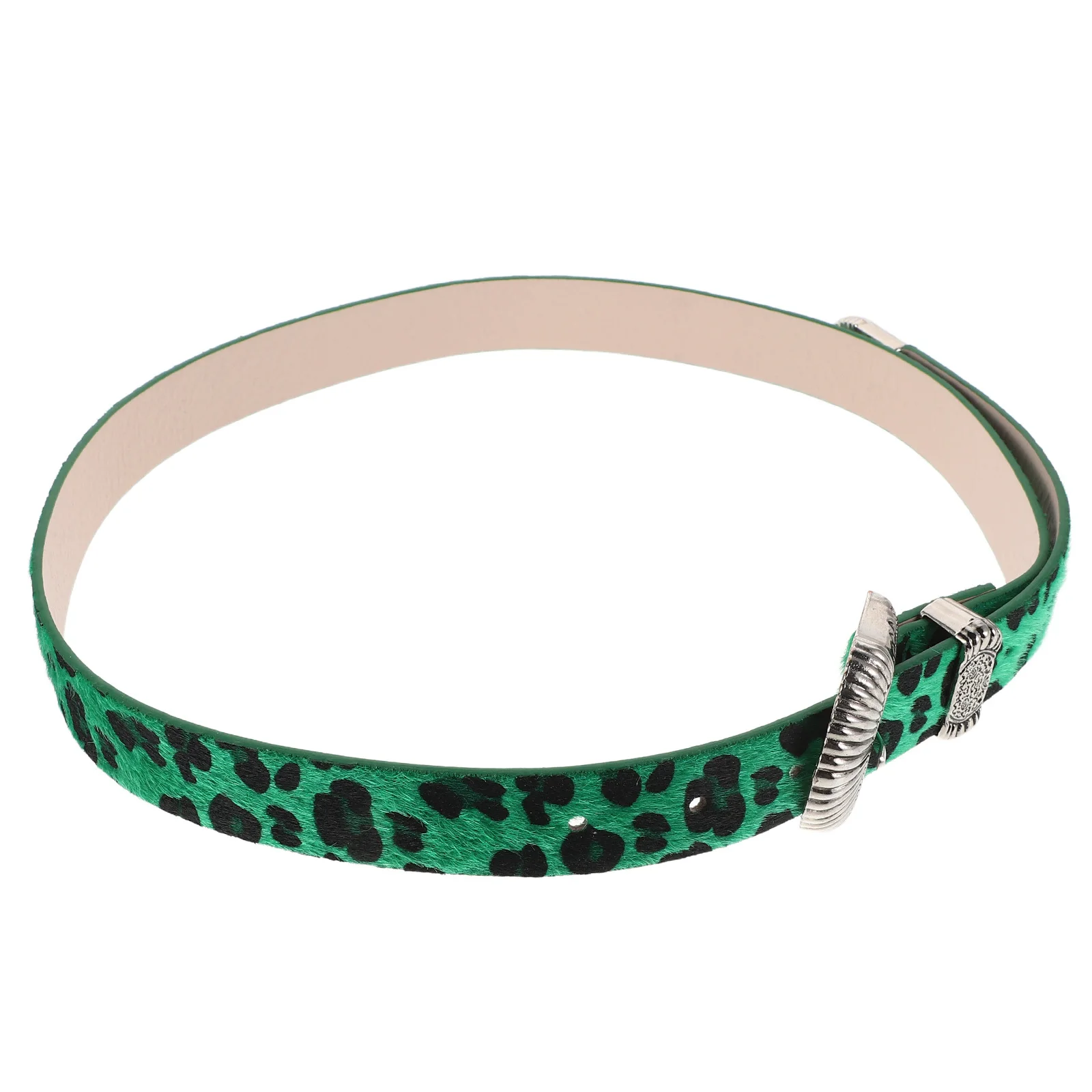 

Womens Leopard Print Belt Vintage Western Carved Design Wide Waistband Adjustable Buckle Belt for Jeans Dress Casual Wear Green