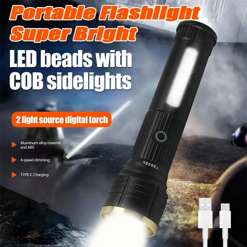 

Portable Flashlight Super Bright LED Flashlight 3 Modes Waterproof Handheld Flash Light For Home Emergency Working Camping