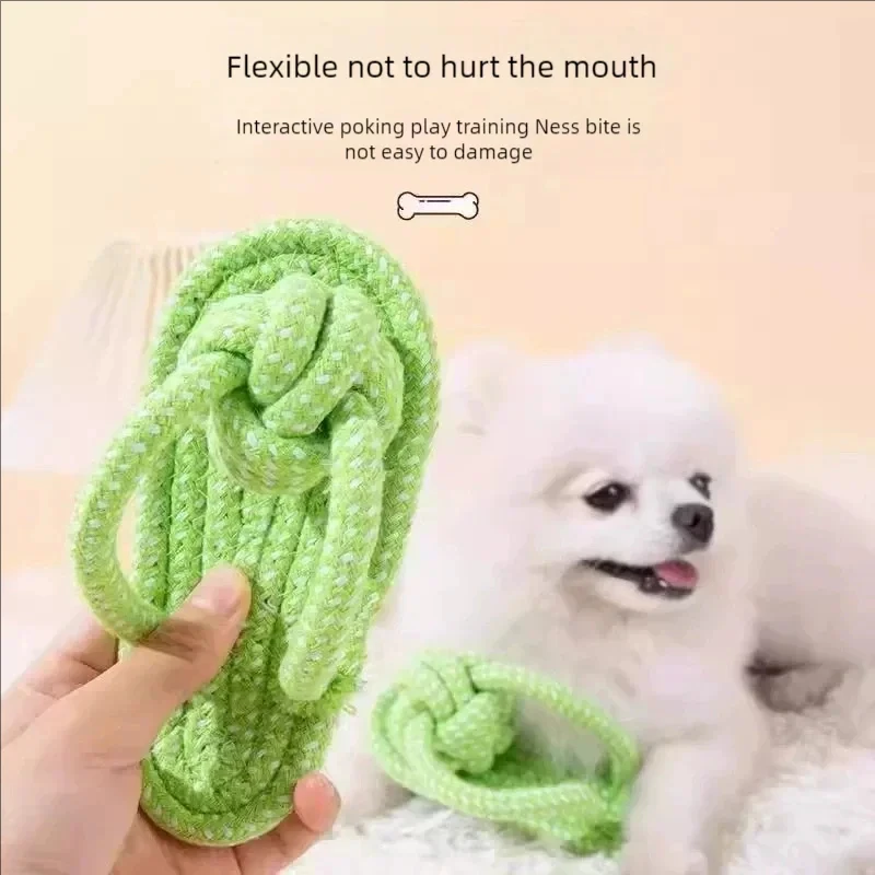 Baumwollseil-Slipper-Knotenspielzeug für kleine Hunde, interaktives Kauspielzeug, Zahnreinigung, Zahnsteinkontrolle, ungiftiges Hundespielzeug – Detail 5