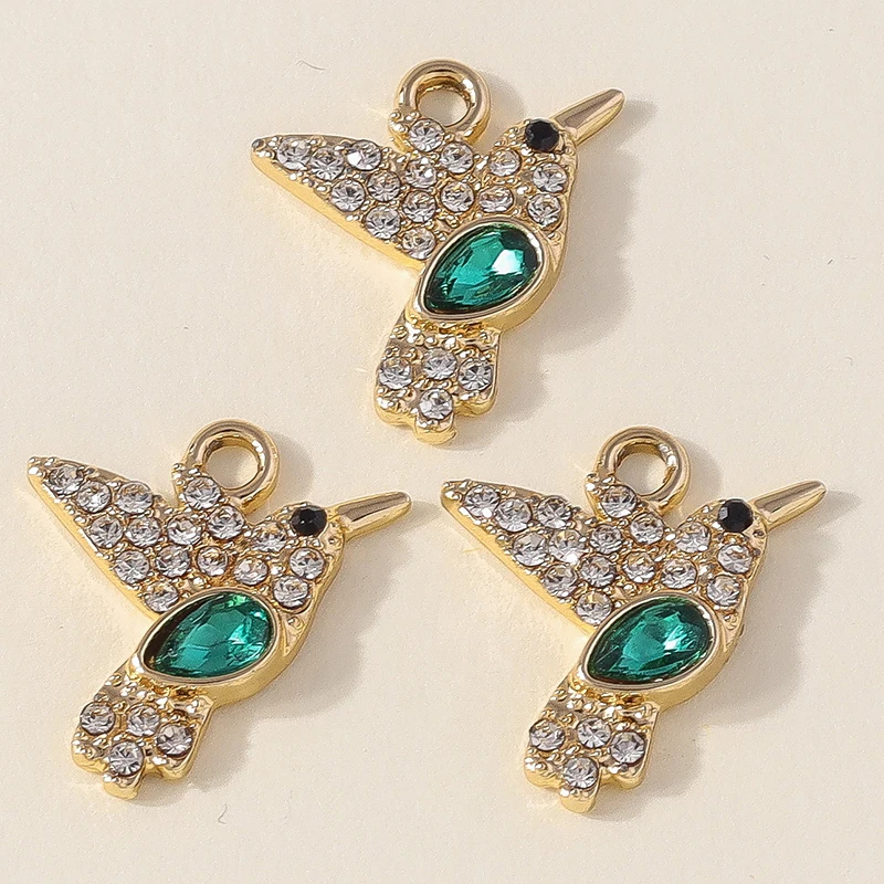 10pcs Glorious Crystal Hummingbird Charms for DIY Jewellery Making