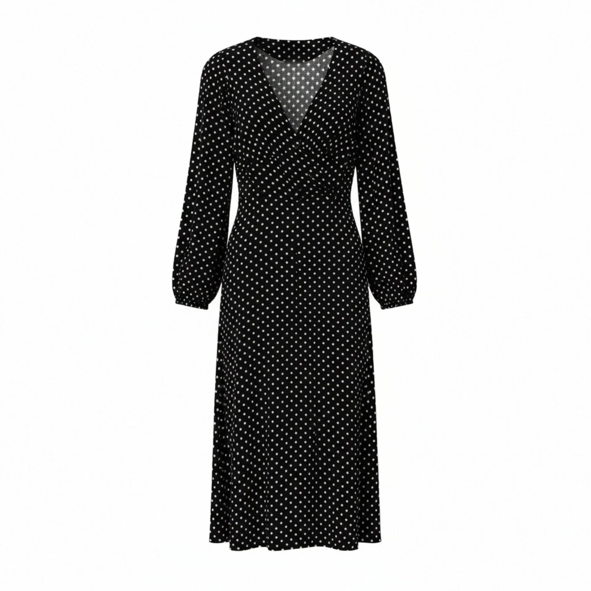 

Withered 2026 Spring New European And American Style Fashion Style Long Sleeve Polka Dot Dress