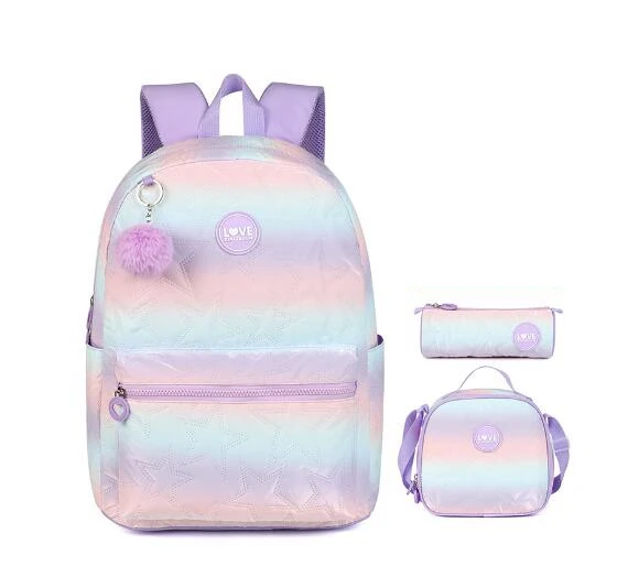 School Backpack 3 pcs set School Bag with Lunch Box Pencil bag set Girls 3pcs Bookbag Travel Daypack 3 PCS Backpack for Girls