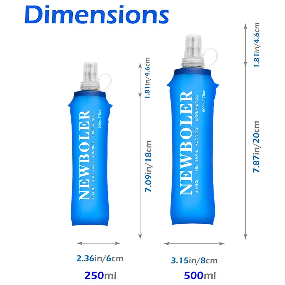 250ml 500ml Water Bottle TPU Folding Soft Flask Sport Water Bottle Water Bag Collapsible Water Bottle Running Camping Hiking