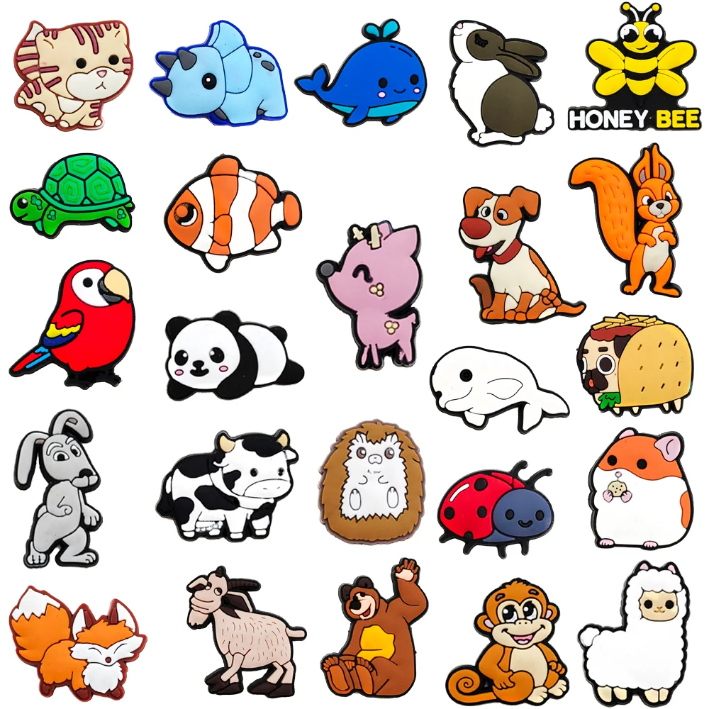 20-44Pcs/Set small animal Shoe Charms DIY Shoe Buckle Accessories PVC Shoe Decorations Christmas Gifts