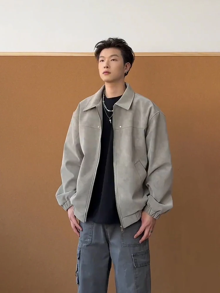 

Мужская кожаная куртка в стиле ретро, матовая, с отложным воротником, для весны и осени, в стиле рабочей одежды, пилотская, мотоциклетная, короткая, в бейсбольном стиле