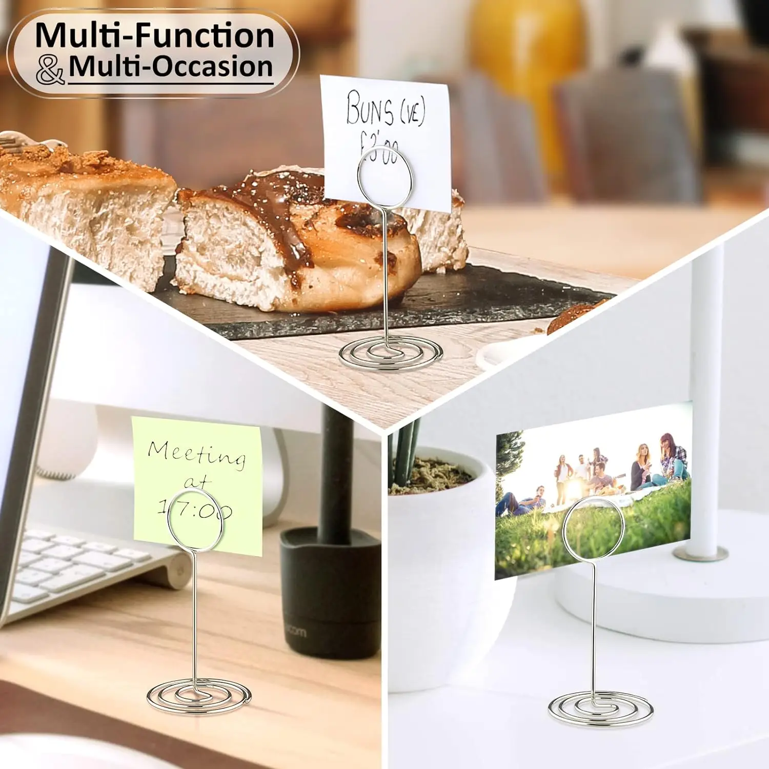 6/12Pcs Table Number Holders Simple Table Sign Stand Place Card Holder Table Picture Memo Note Holder for Wedding Birthday Party