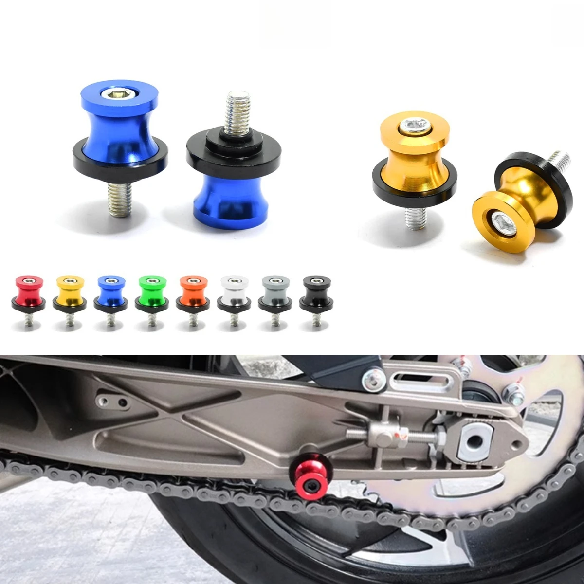 

For Motorcycle 6MM/8MM/10MM CNC Aluminum Swingarm Spool Slider Stand Screws