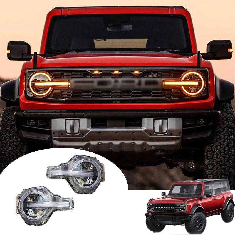

Led Headlight Car Light Accessories RGB White or Amber Waterproof Ip68 Led Headlamp for Ford Bronco Raptor Series 2021 2022 2023