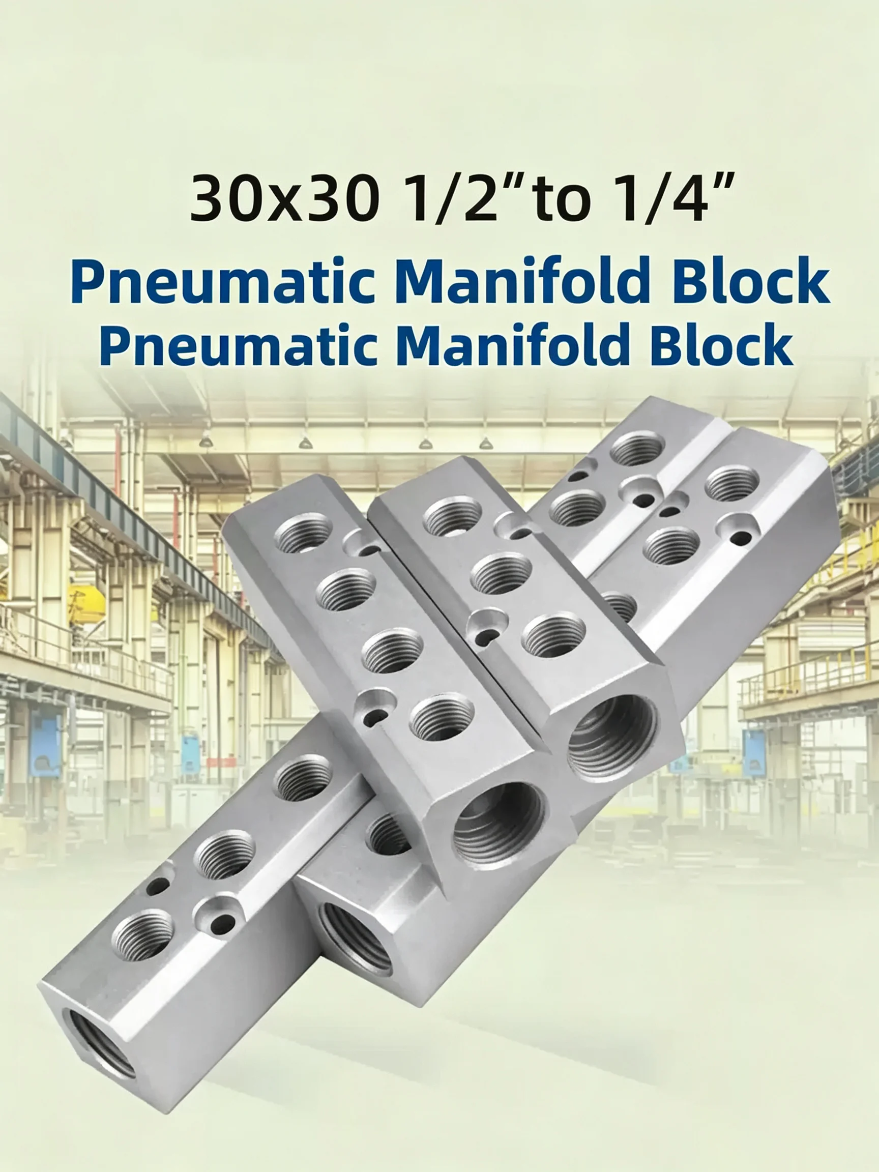 Source Distribution Row 2-10 Way 30x30mm Air Manifold Distributor PT1/2 to PT1/4 Drain Diverter Oil Exhaust Distributor Air