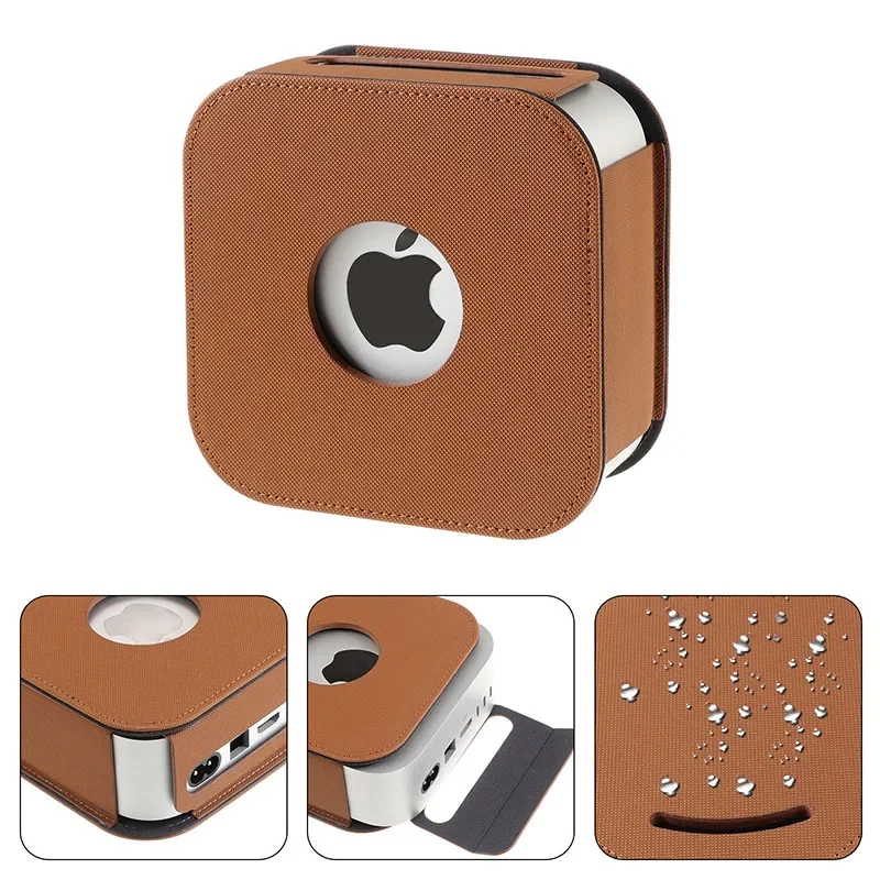 Case for Apple 2024 M4 Mac Mini Case M4 Pro Protective Cover PU Leather Sleeve Shockproof Storage Bag Dust and Heat Dissipation