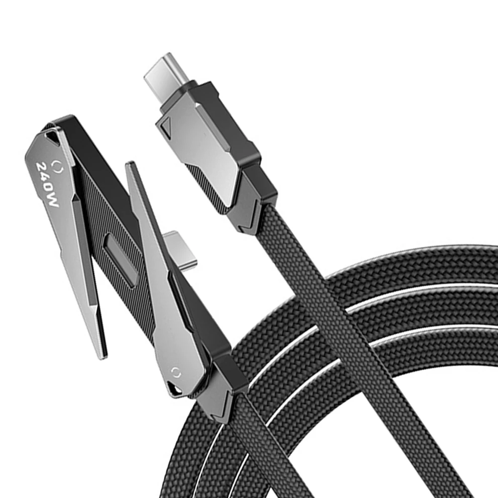 240W Charging Cable with Embedded Phone Support Mechanism and 1.2m Length Zinc Alloy Aluminum Alloy Shell for Extended Use