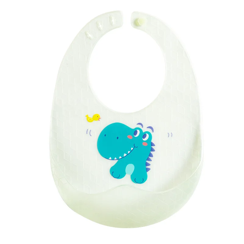 New Cartoon Silicone Waterproof  Baby Bib Newborn To Feeding Children 3D Stereoscopic Adjustable Snap Button Soft and Wash Free