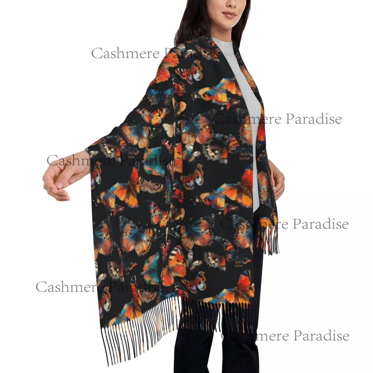 Butterflies With Words Butterflies Bottom Warm Shawls Wrpas Men Women Custom Large Scarves Winter Luxury Brand