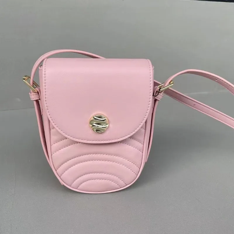 2024 nueva dulce bolso cruzado Casual todo-fósforo sólido Gebunine bolso de cuero para teléfono móvil versátil bolso cruzado de un solo hombro Bolsa