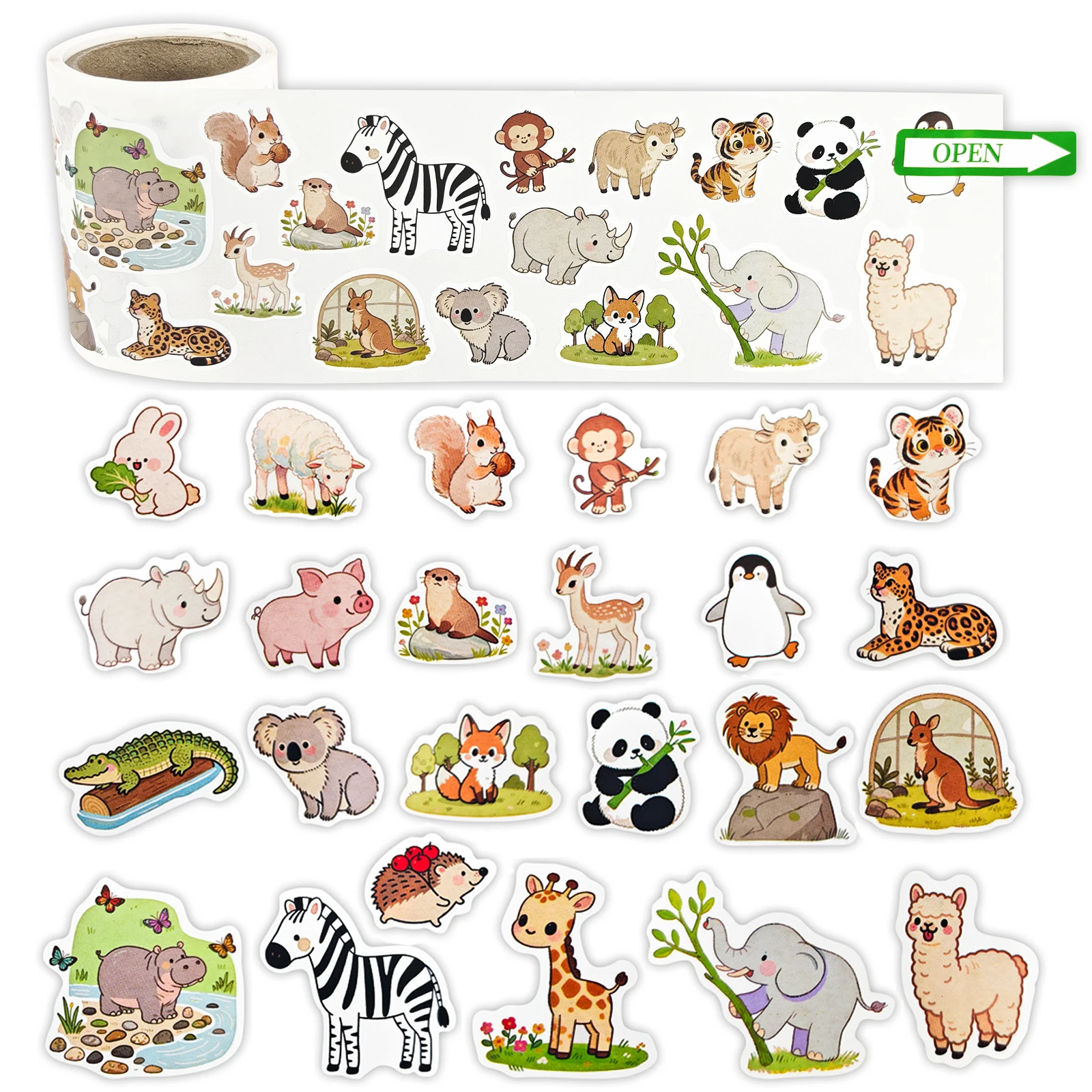 480pcs Fun Animal Stickers Wild Farm Zoo Cartoon Reward Stickers for Kids in 24 Unique Patterns Teacher Supplies for Classroom,M