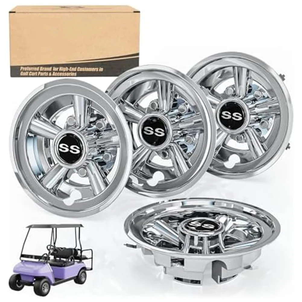 

Chrome Plated Cap For EZGO Wheel Cover Golf Course Upgrade ABS Construction Chrome Plating Finish For Golf Cart