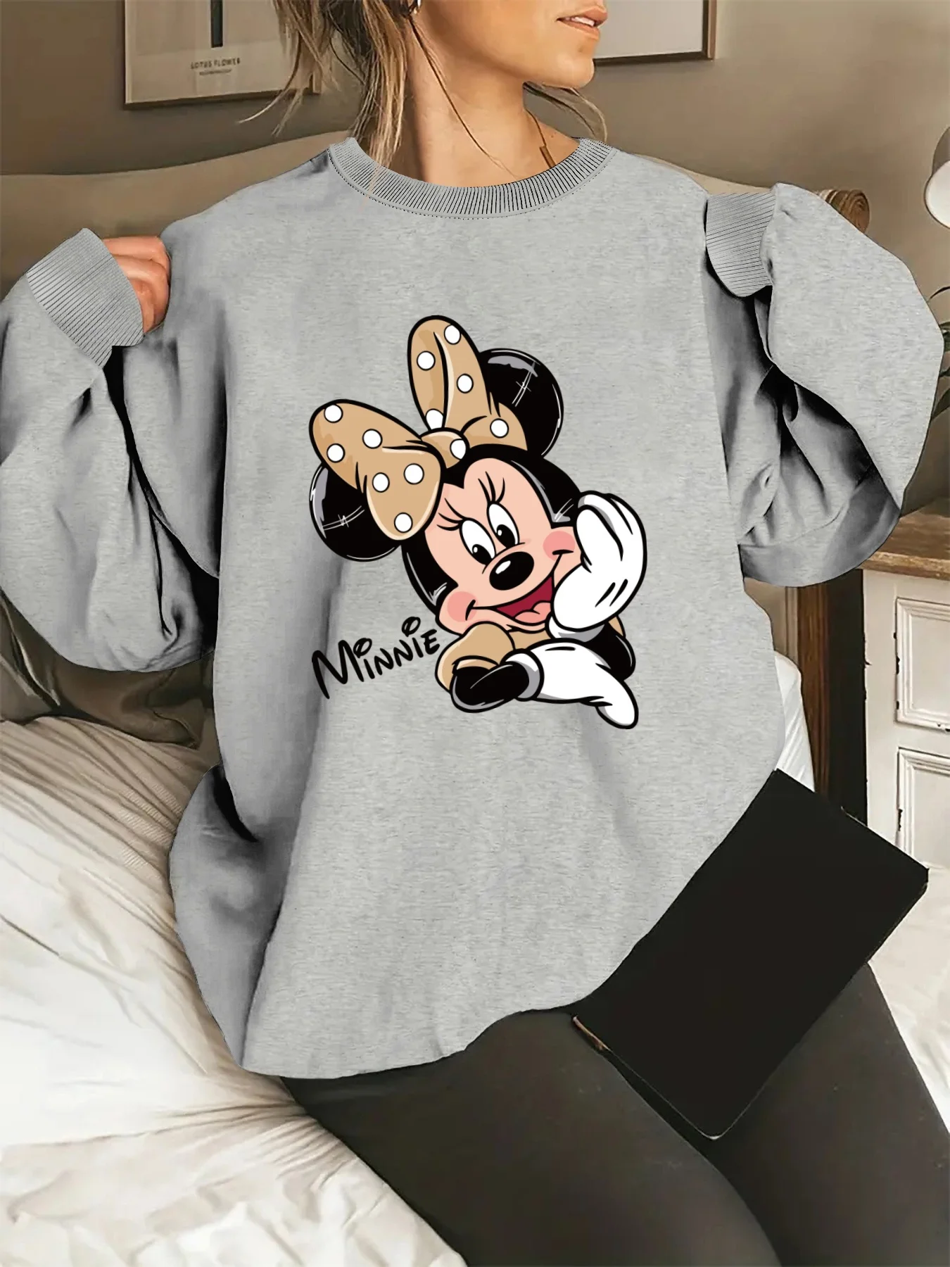 Disney Mickey Minnie Mouse Sweatshirt Hoodies Fleece Dames Heren Katoen Herfst Winter Trui O-hals Hoody Lange mouw Oversized