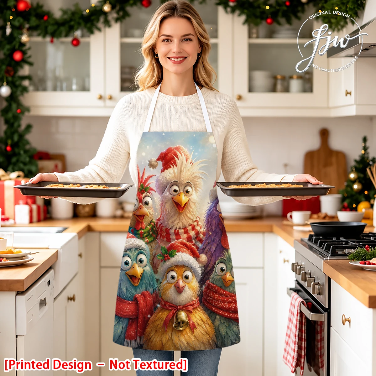 1pcs Christmas Aprons for Women Vintage Snowman Reindeer Nutcracker Holiday Kitchen Apron for Cooking Baking Xmas Gifts