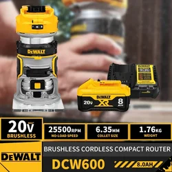 DEWALT DCW600 Kit Brushless Cordless Router Electric Trimmer Depth Adjusting 20V Woodworking Slotting Trimming Battery Charger