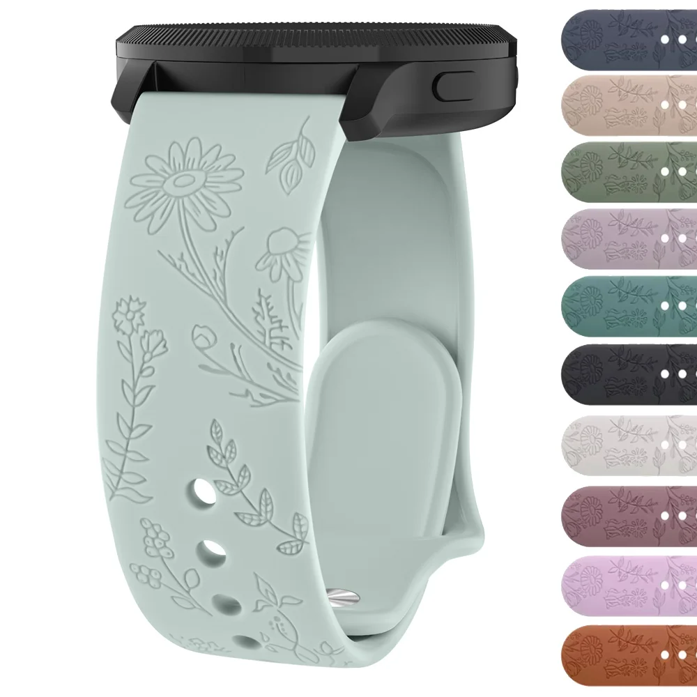 

20/22mm Flower Engraved Strap For Amazfit GTS/2/2e/3/4 GTS2 Mini/GTR 4/3/Pro/47mm/GTR2/2e/stratos 2/3/Bip Lite Band Bracelet