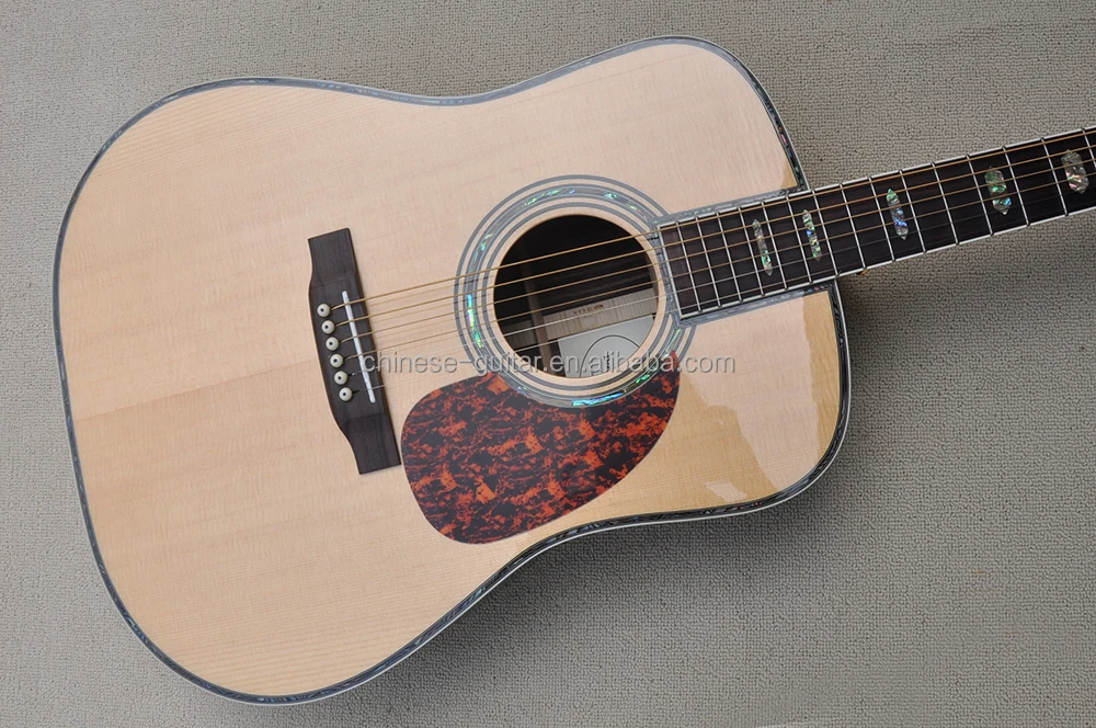 Flyoung Natural Wood Color 41 Inch Acoustic Guitar D45 Model Top Solid Classical Guitar