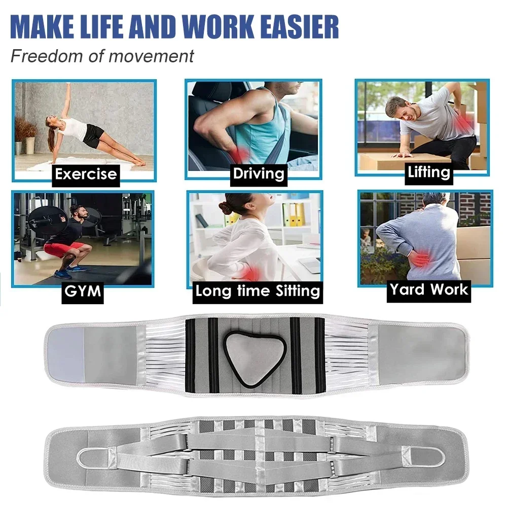 

Breathable Lumbar Support Belt - 6-Stay Back Brace for Pain Relief - Men/Women - Work, Gym & Everyday Use