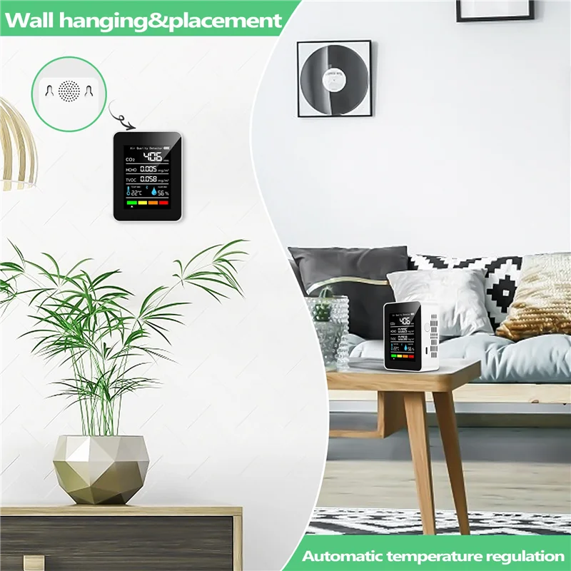 A23F-5 In1 CO2 Meter Digitale Temperatuur Vochtigheid Tester Kooldioxide Luchtkwaliteit Monitor TVOC HCHO Analyzer