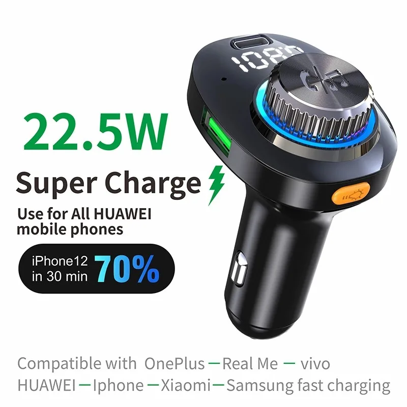 

Автомобильный Bluetooth-приемник Usb U-диск для чтения цифрового дисплея Автомобильный адаптер для мобильного телефона FM-передатчик для мобильных телефонов Быстрая зарядка