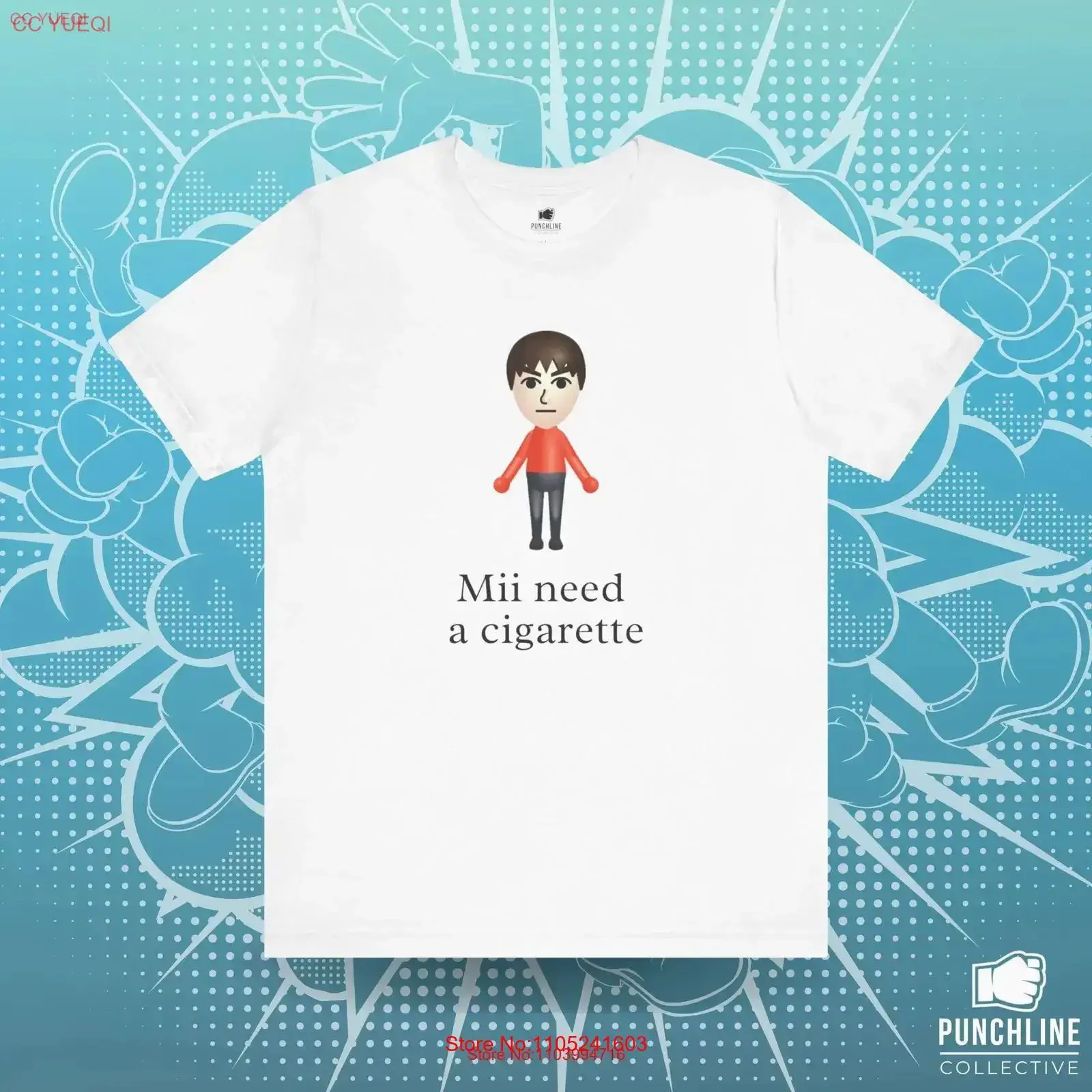 Mii Need A Cigarette T Shirt Funny Wii Gaming Smoker Gamer Fit vintage Washed Comfortable fashion Soft Top For Everyday Wear