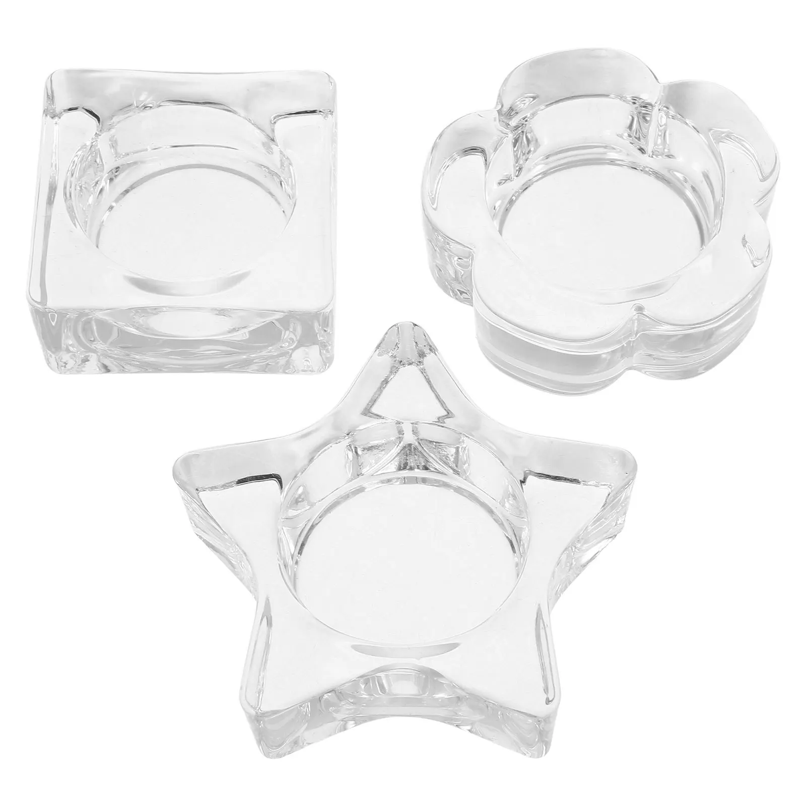 

3Pcs Nail Art Equipment Star Flower Ice Cube Glass Dappen Dish Gel Polish Mixing Brush Cleaning Liquid Container