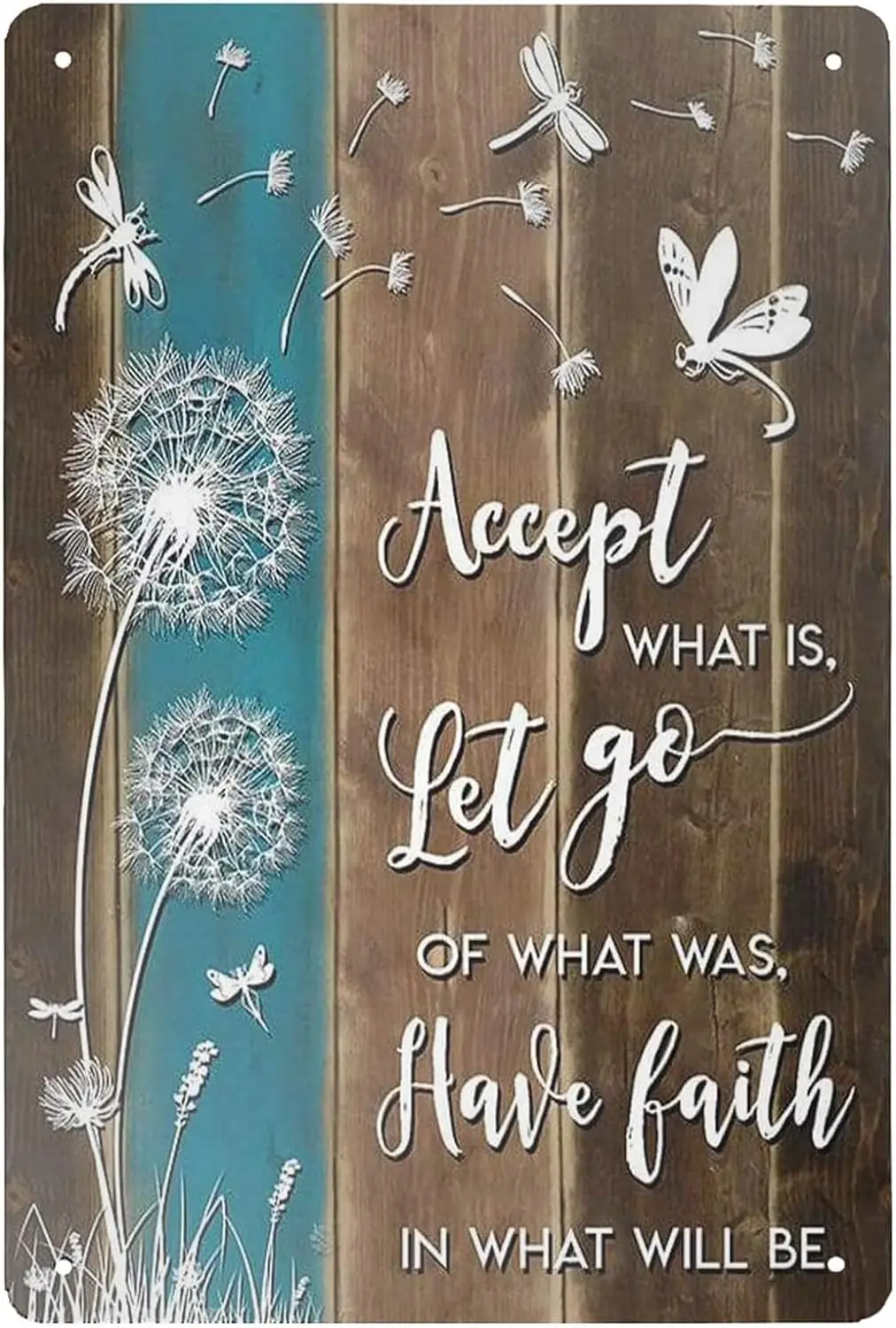 Accept What Is Metal Signs Let Go Of What Was Have Faith In What Will Be Metal Tin Sign Dragonfly Tin Sign Vintage Dragonfl sign
