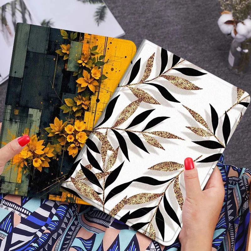 

Black Gold Leaf Pattern Gift Tablet Case For Huawei Honor MatePad MediaPad Air 5 6 7 11 V6 V7 V8 V9 X9 X8 T10 T10s C5e T5