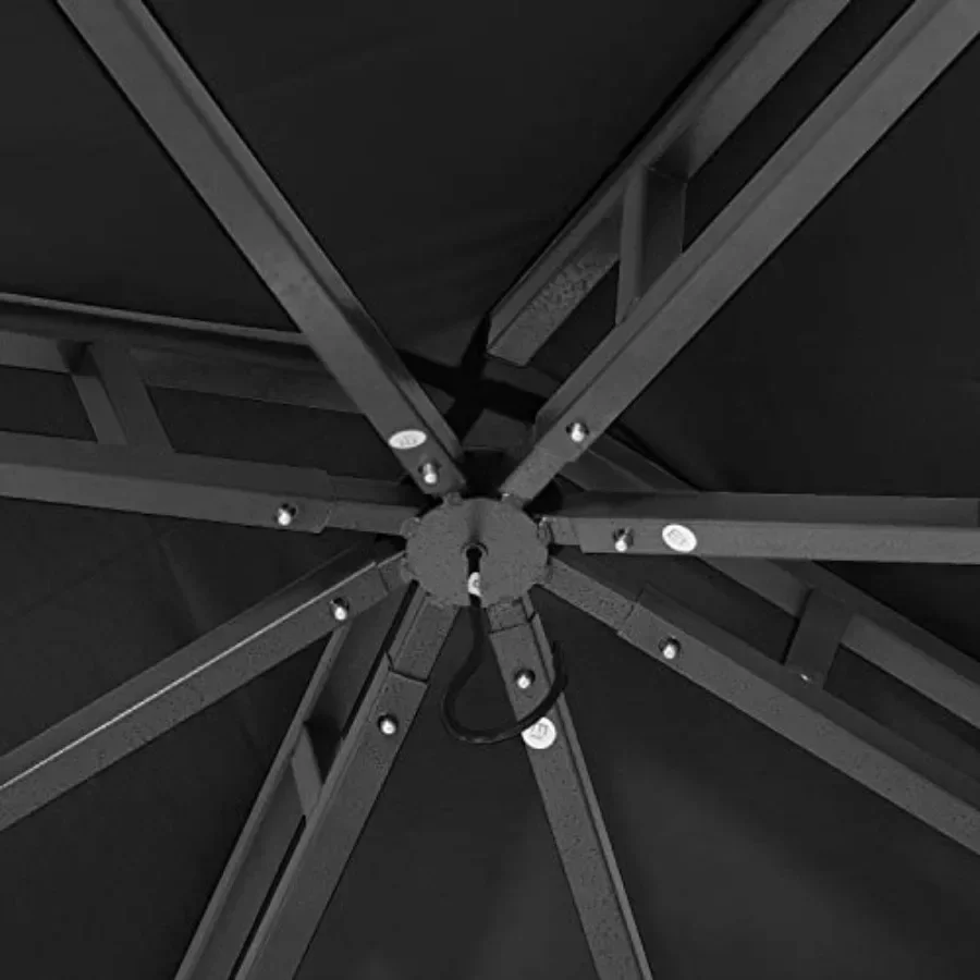 Gazebos for Patios - Outdoor Steel Fe Gazebo for Lawn Backyard Garden Deck 10x12 Black