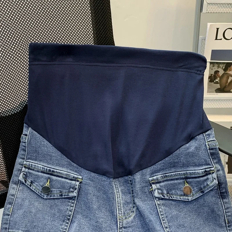 Sommer Stretch Denim Shorts für Mutterschaft weites Bein lose gerade kurze Jeans für schwangere Frauen lässige Arbeits kleidung Schwangerschaft Jugend