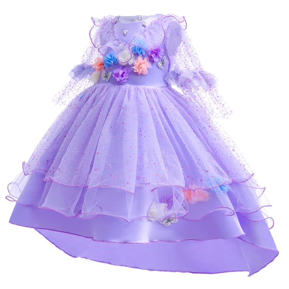 Isabella Jurk Meisjes Cosplay Prinses Tule Kostuum Encanto Bloemen Mesh Kleding Kinderen Halloween Carnaval Verjaardagsfeestjurk