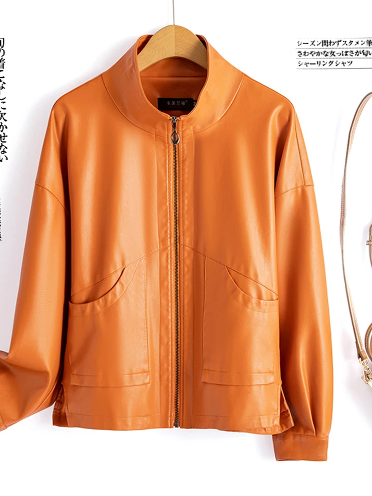  Ning Genuine Leather Jaet Women's ort Sle 2025 Spring Autumn New Korean Version Loose Ladies Motorcycle  Ja...