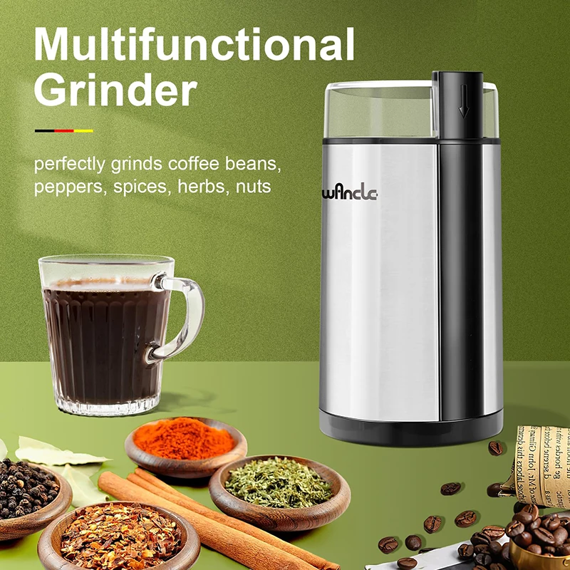 Wancle Electric Coffee Grinder Portable Nuts Grains Spices Beans Grinder Multifunctional Home Use Coffee Bean Grinding Machine