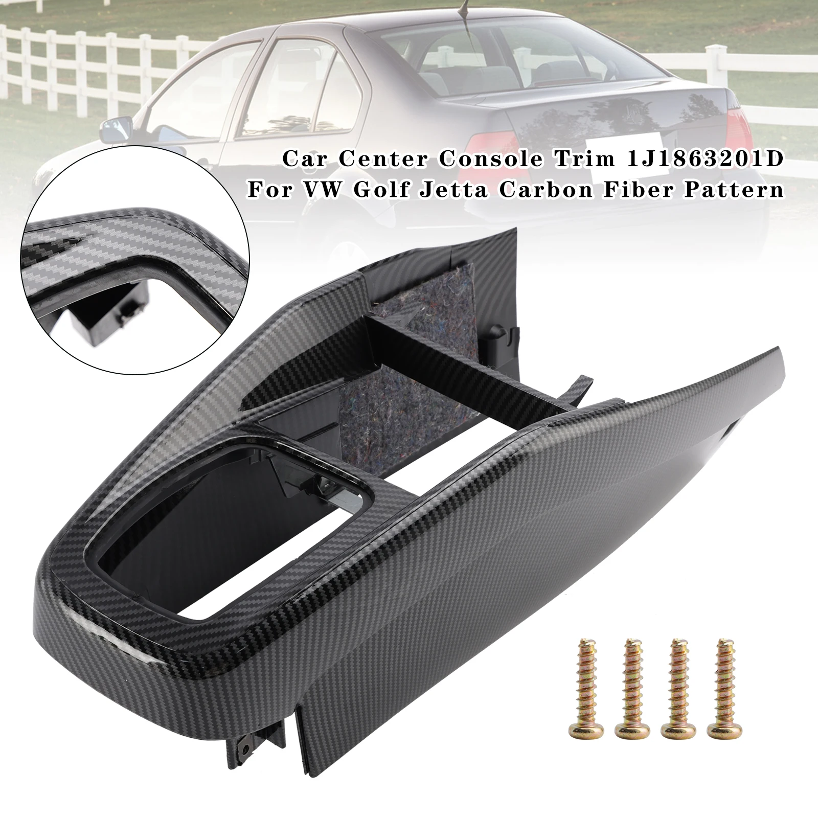 Artudatech Car Center Console Trim 1J1863201D For VW Golf Jetta Carbon Fiber Pattern