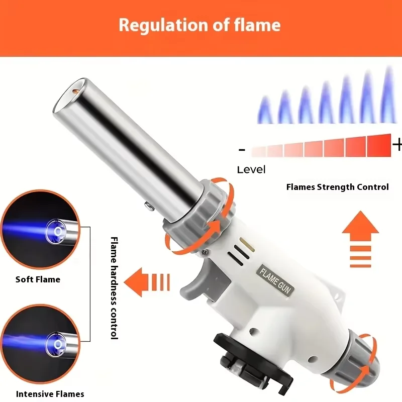 Adjustable Flame Butane Torch Inverted Design Portable Camping BBQ Welding Tool Safe Gas Control Cooking & Heating Kitchen Torch