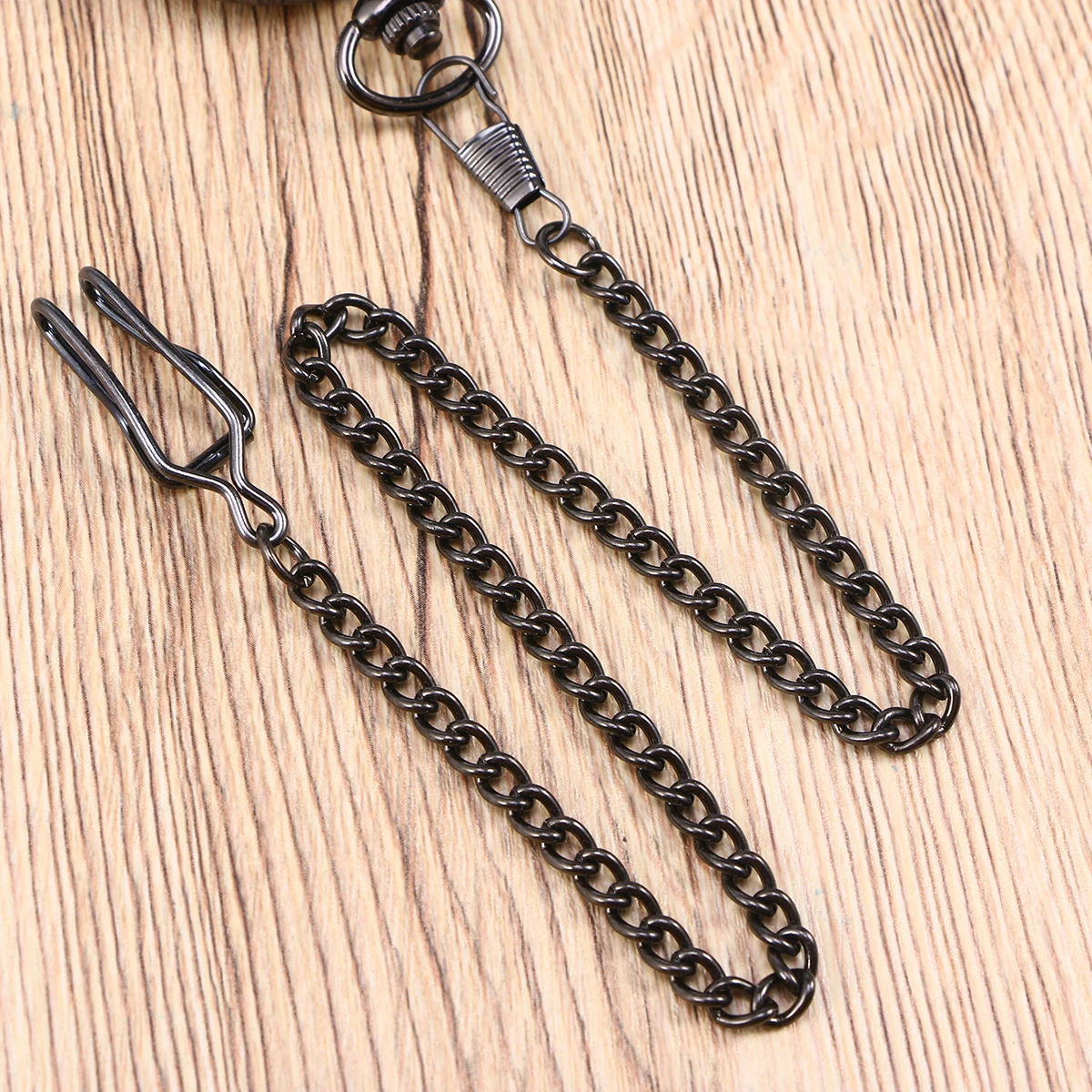 

Vintage Style Men'S Stainless Steel Black Pocket Watch Chain Mechanical Movement Arabic Dial 12/24H Display For Men