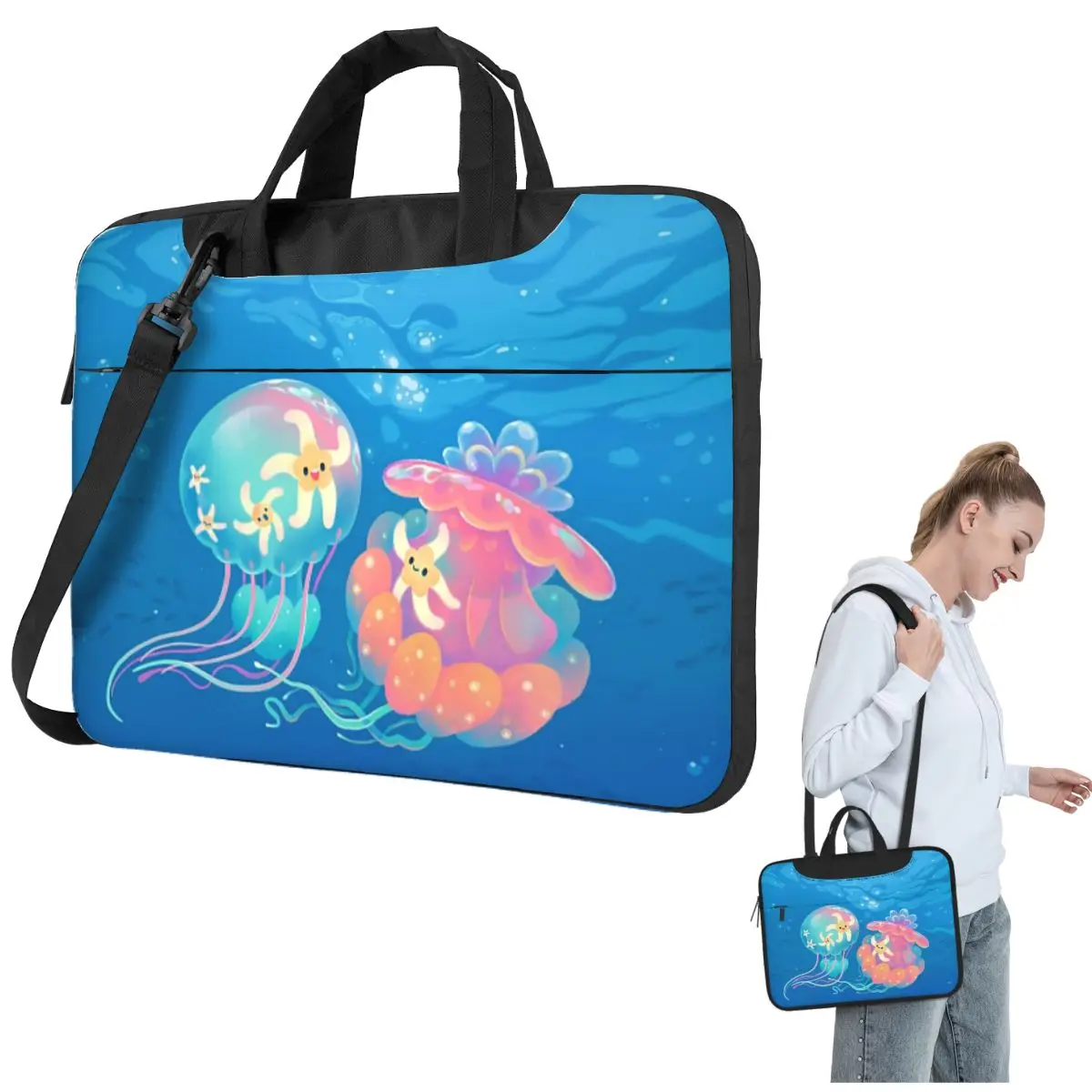 

Jellyfish Bus Crossbody Laptop Bag Case Computer Bag 13 14 15.6 Inch Notebook Pouch for Lenovo