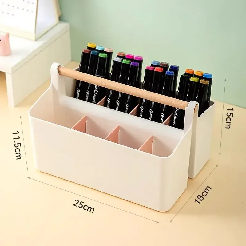 Desktop Pen Holder Large Capacity Cute Marker Pen Stationery Storage Box Creative Cartoon Pencil Holder Desktop Organizer Study
