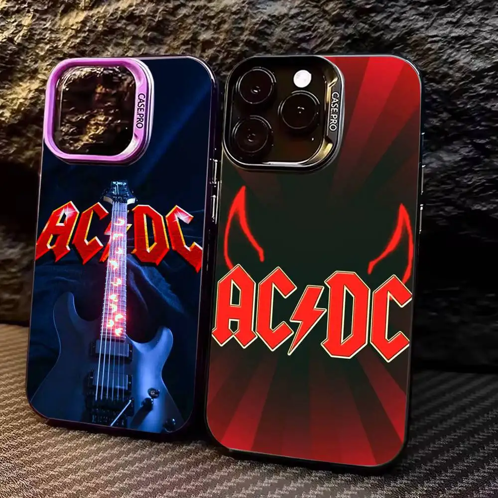 

A-AC ROCK DC Phone Case For iPhone 17,16,15,14,13,12,11 Plus,Pro Max,Colored Silver Phone Case