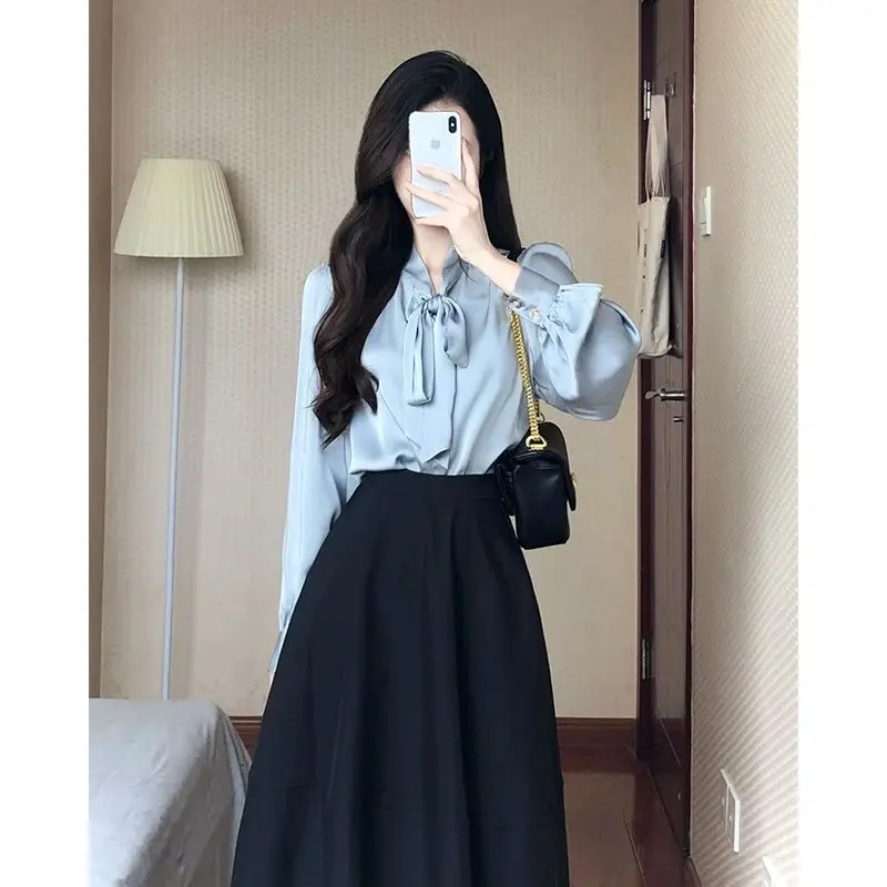 Gentle Tea Series Imperial Sister Light Cooked Style French Bellflower High-end Professional Shirt Half Skirt Two-piece Set For