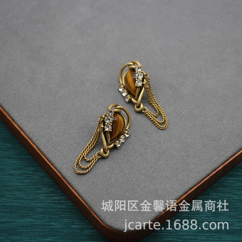 

Retrofashion Water Drop Tiger Eye Stone Maillard Earrings Stone Earrings