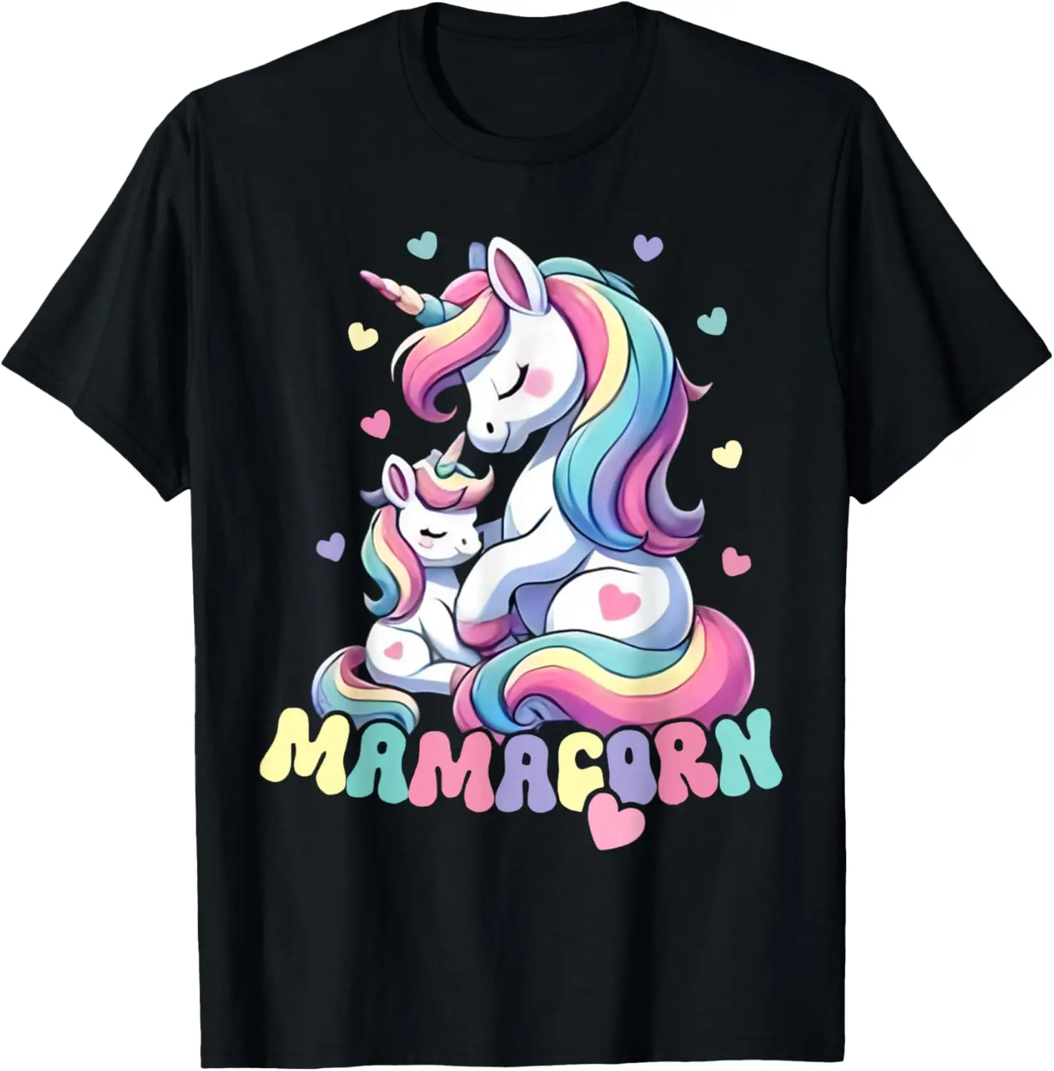 Funny Mamacorn Costume Mothers Day Unicorn Mom Women Mother T-Shirt 100% Cotton Trendy Y2K Short-Sleeve Tee – Soft,