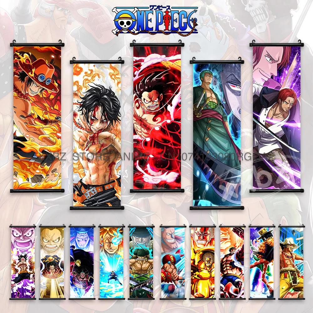 

ONE PIECE Scrolls Picture Anime Canvas Hanging Painting Luffy Poster Zoro Home Decor Nami Wall Art Ace Cartoon Robin wallpaper