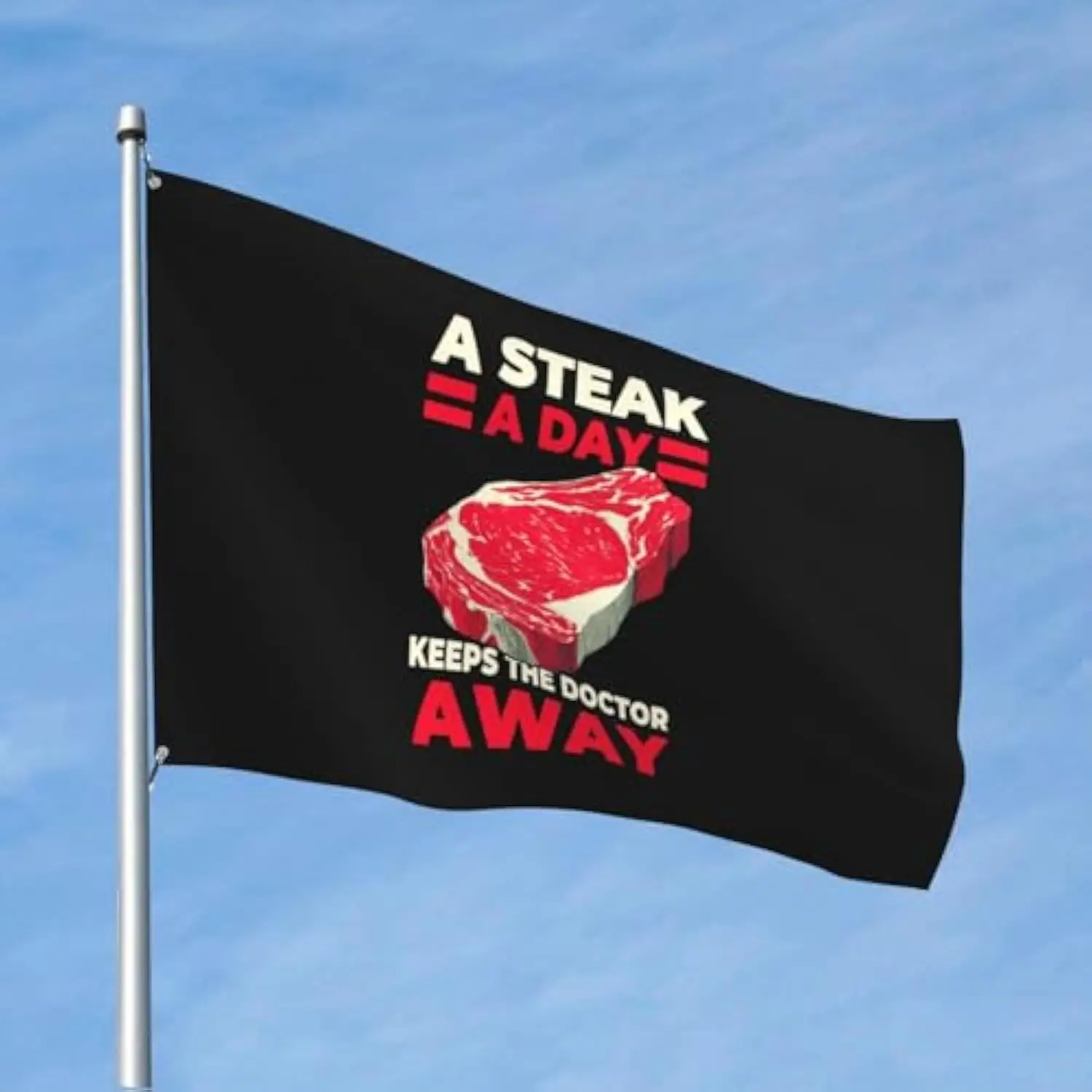 A Steak A Day Keeps The Doctor Away Flag Vivid Banner Outdoor Decor House Decoration